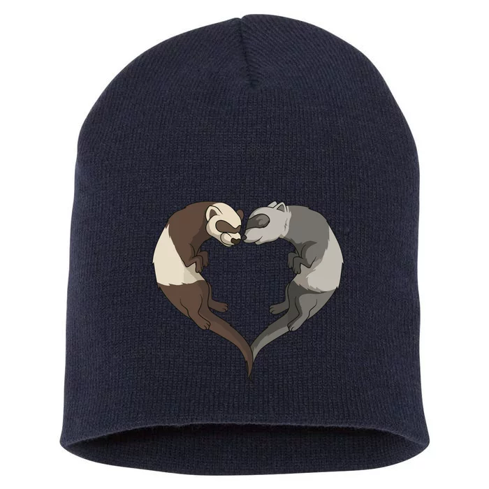 Ferret Heart Animal Lover Short Acrylic Beanie