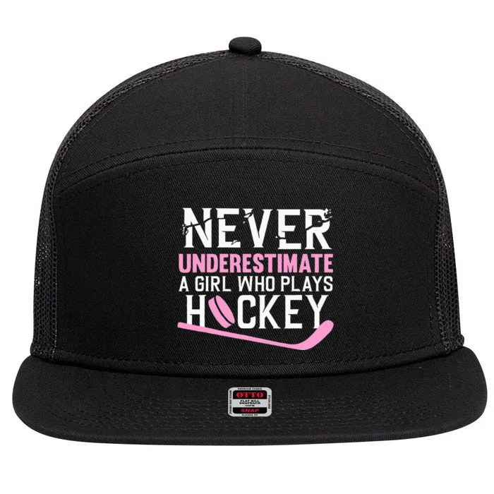 Funny Hockey Art For Girl Women Field Hockey Player Sport 7 Panel Mesh Trucker Snapback Hat