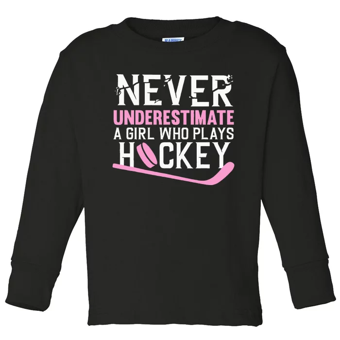 Funny Hockey Art For Girl Women Field Hockey Player Sport Toddler Long Sleeve Shirt