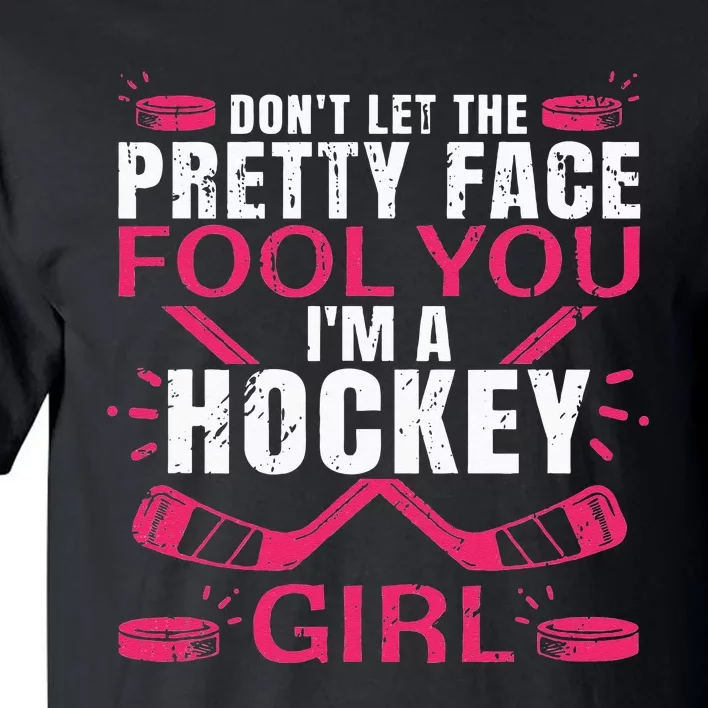 Funny Hockey Art For Women Girl Hockey Player Sport Lovers Tall T-Shirt