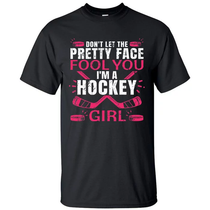 Funny Hockey Art For Women Girl Hockey Player Sport Lovers Tall T-Shirt