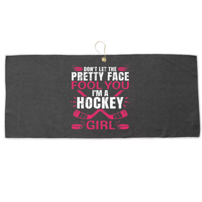 Funny Hockey Art For Women Girl Hockey Player Sport Lovers Large Microfiber Waffle Golf Towel