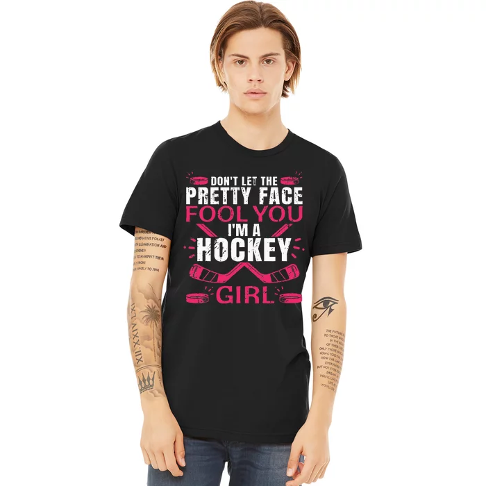 Funny Hockey Art For Women Girl Hockey Player Sport Lovers Premium T-Shirt