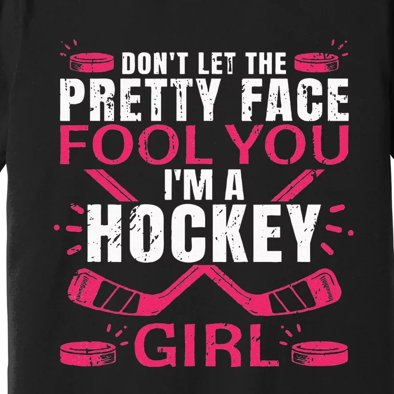 Funny Hockey Art For Women Girl Hockey Player Sport Lovers Premium T-Shirt