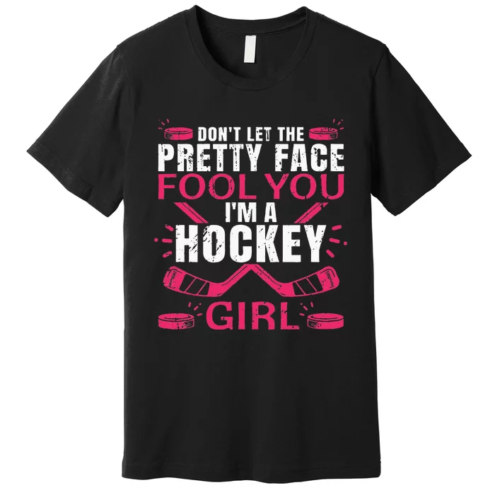 Funny Hockey Art For Women Girl Hockey Player Sport Lovers Premium T-Shirt