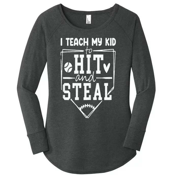 Funny Hit And Steal Baseball Mom Women's Perfect Tri Tunic Long Sleeve Shirt