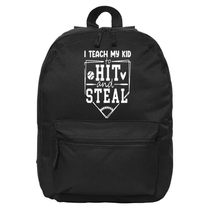 Funny Hit And Steal Baseball Mom 16 in Basic Backpack