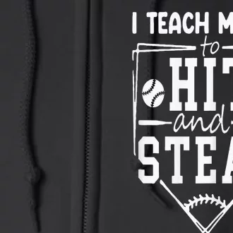 Funny Hit And Steal Baseball Mom Full Zip Hoodie