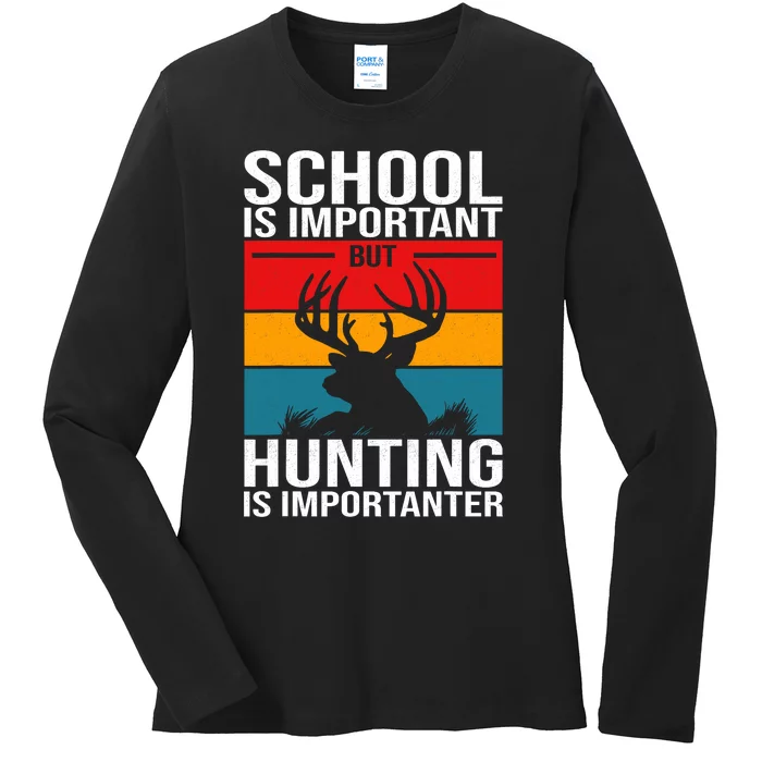 Funny Hunting Art Hunter Deer Clothes Ladies Long Sleeve Shirt