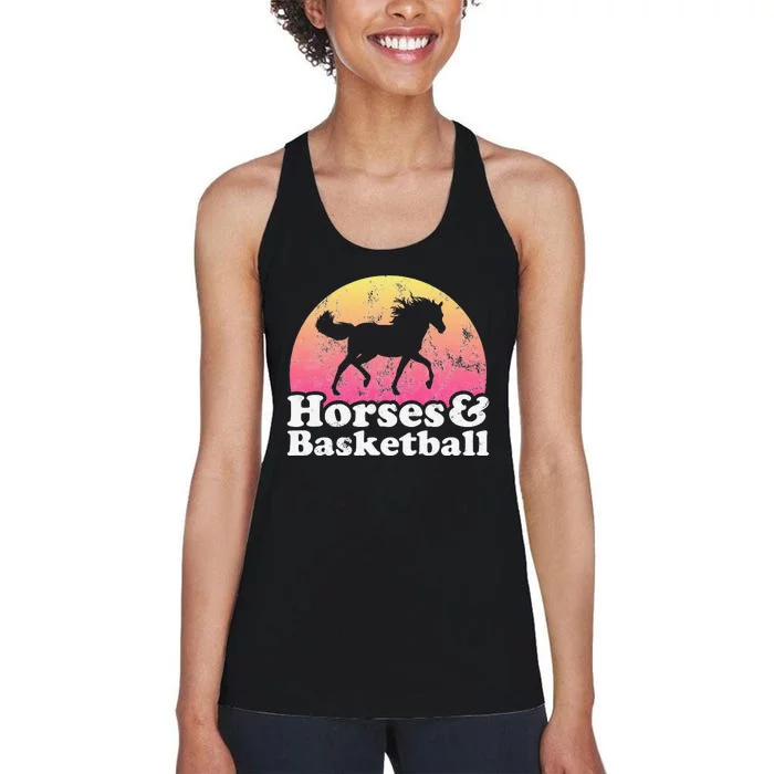 funny Horse and Basketball  or Horses Women's Racerback Tank