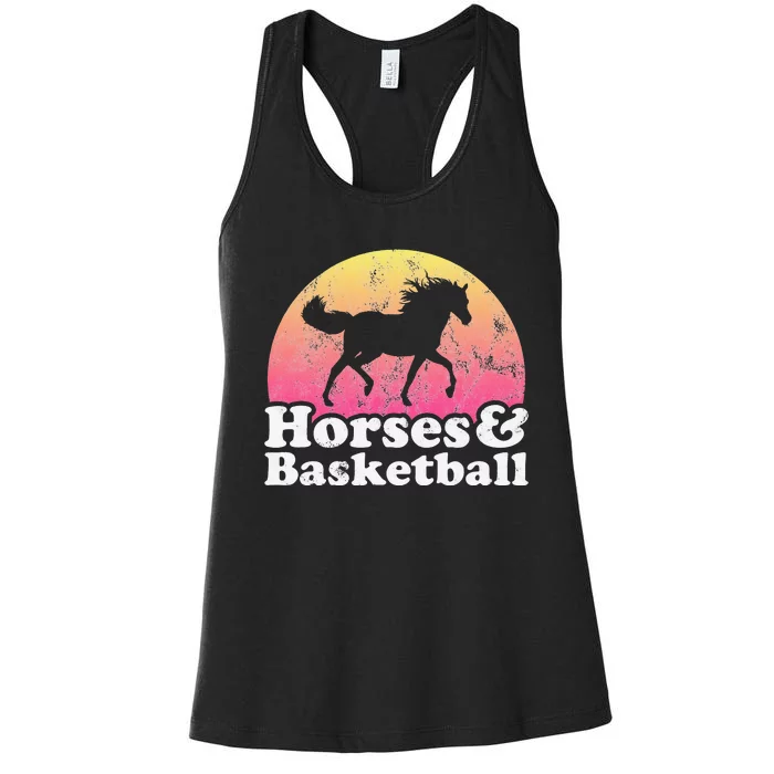 funny Horse and Basketball  or Horses Women's Racerback Tank