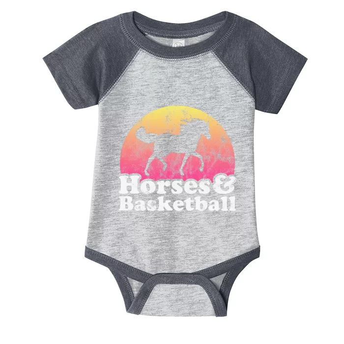 funny Horse and Basketball  or Horses Infant Baby Jersey Bodysuit