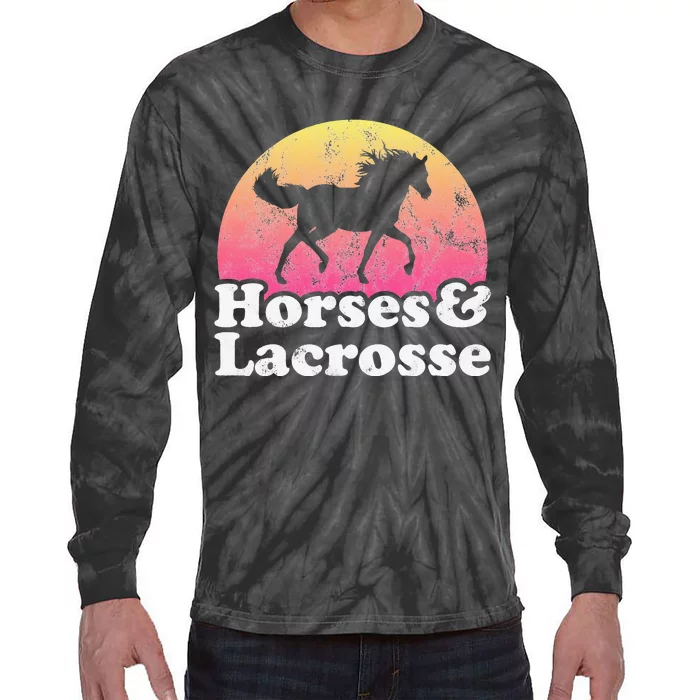 funny Horse and Lacrosse  or Horses Tie-Dye Long Sleeve Shirt