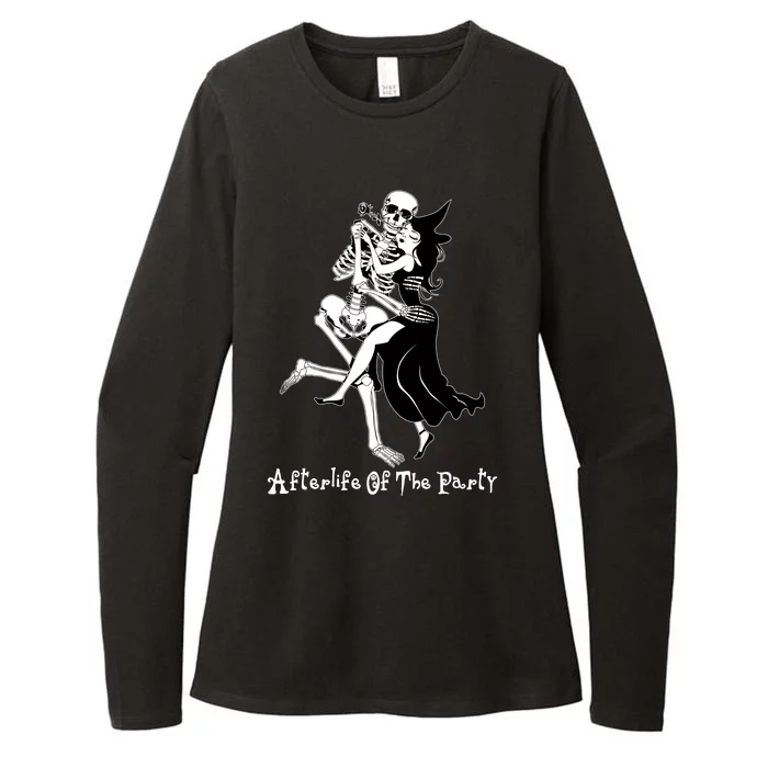 Funny Halloween Afterlife Of The Party Skeleton And Witch Womens CVC Long Sleeve Shirt