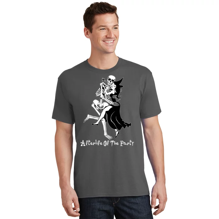 Funny Halloween Afterlife Of The Party Skeleton And Witch T-Shirt