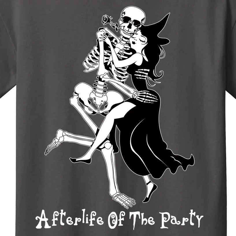 Funny Halloween Afterlife Of The Party Skeleton And Witch Kids T-Shirt