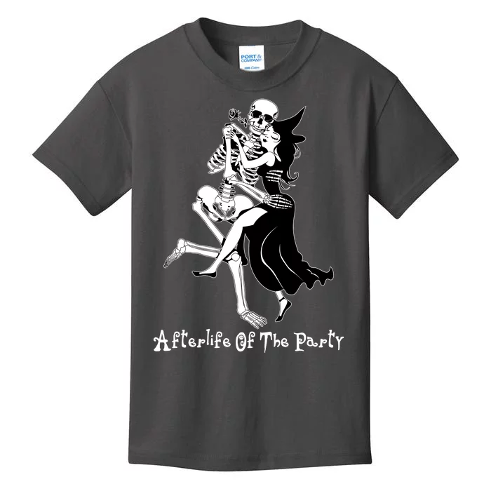 Funny Halloween Afterlife Of The Party Skeleton And Witch Kids T-Shirt