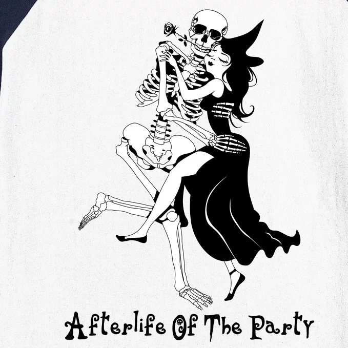 Funny Halloween Afterlife Of The Party Skeleton And Witch Baseball Sleeve Shirt