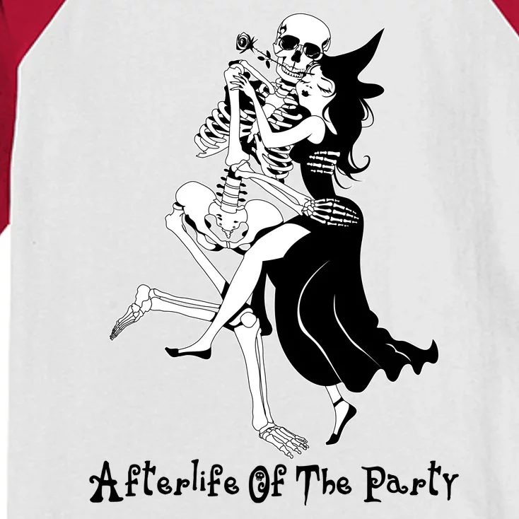 Funny Halloween Afterlife Of The Party Skeleton And Witch Kids Colorblock Raglan Jersey