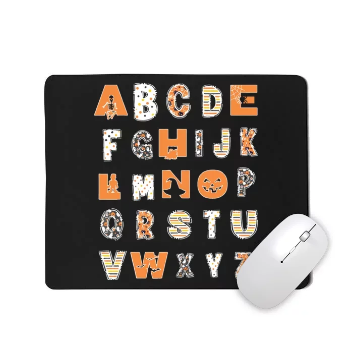 Funny Halloween Alphabet Teaching Gift Abcs Learning Teacher Mousepad