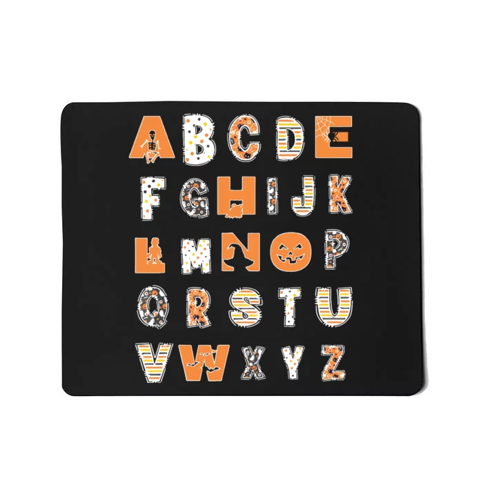 Funny Halloween Alphabet Teaching Gift Abcs Learning Teacher Mousepad