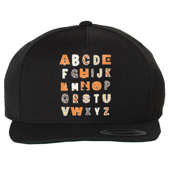 Funny Halloween Alphabet Teaching Gift Abcs Learning Teacher Wool Snapback Cap