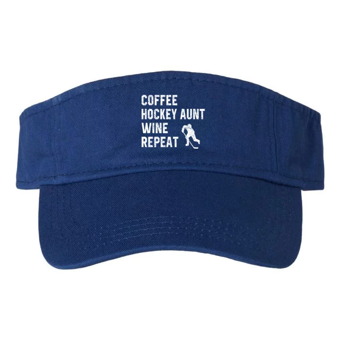 Funny Hockey Aunt Sayings Coffee Hockey Aunt Wine Repeat Gift Valucap Bio-Washed Visor