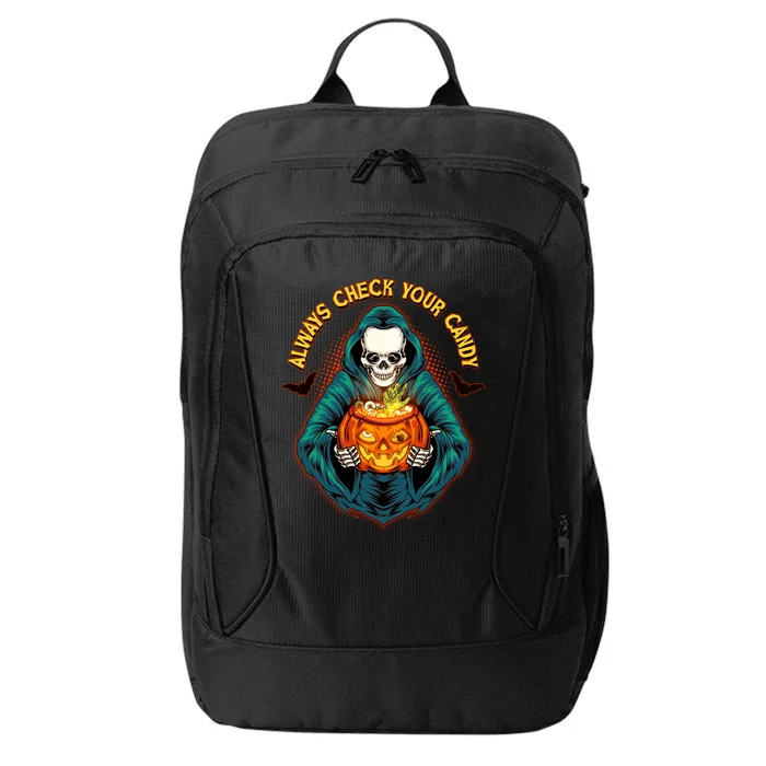 Funny Halloween Always Check Your Candy Skeleton City Backpack