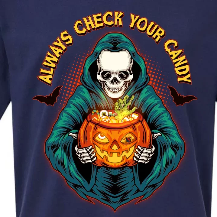 Funny Halloween Always Check Your Candy Skeleton Sueded Cloud Jersey T-Shirt