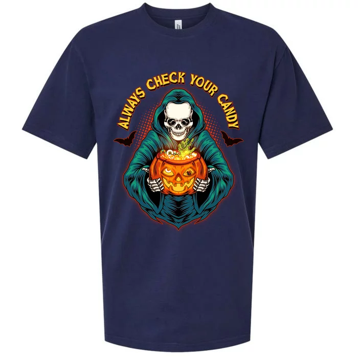 Funny Halloween Always Check Your Candy Skeleton Sueded Cloud Jersey T-Shirt