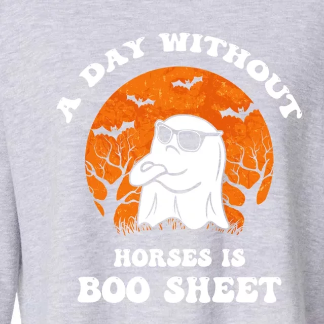 Funny Halloween A Day Without Horses Is Boo Sheet Iii Gift Cropped Pullover Crew