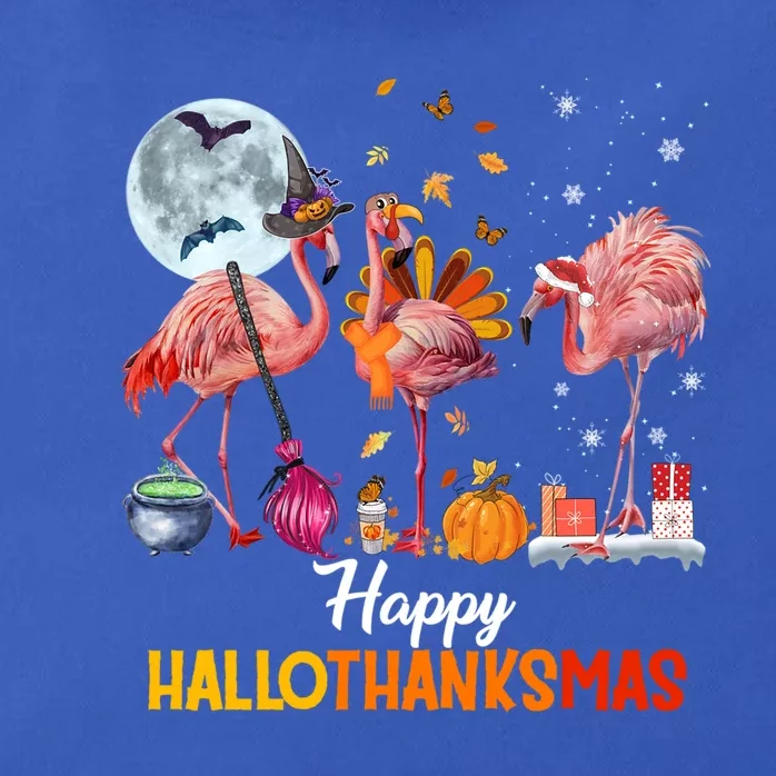 Flamingo Halloween And Merry Christmas Happy Hallothanksmas Great Gift Zip Tote Bag