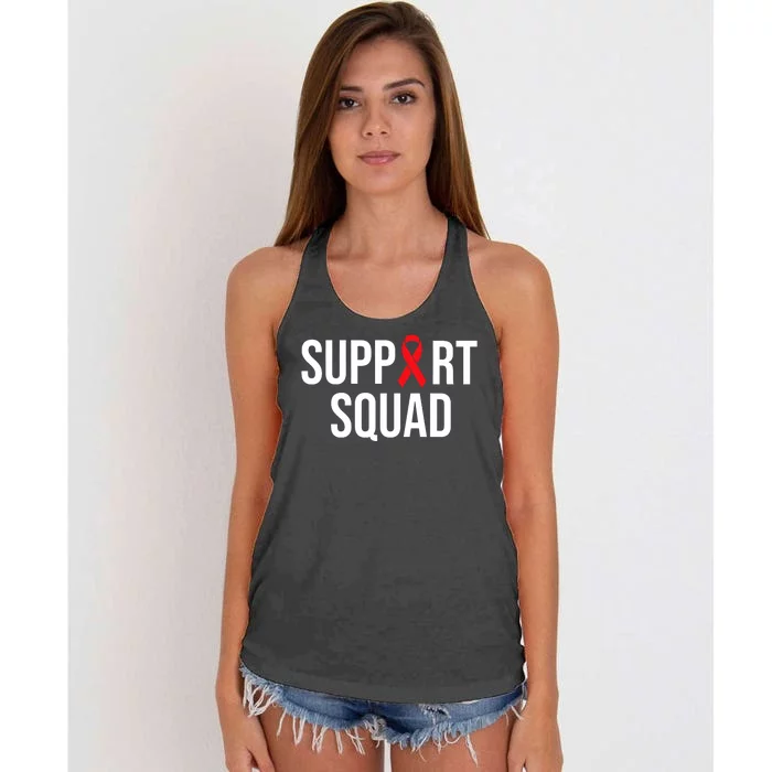 Family Hiv Awareness Red Ribbon Aids Support Squad Women's Knotted Racerback Tank