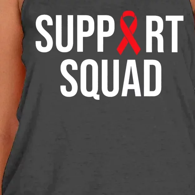 Family Hiv Awareness Red Ribbon Aids Support Squad Women's Knotted Racerback Tank