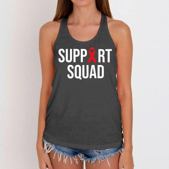 Family Hiv Awareness Red Ribbon Aids Support Squad Women's Knotted Racerback Tank