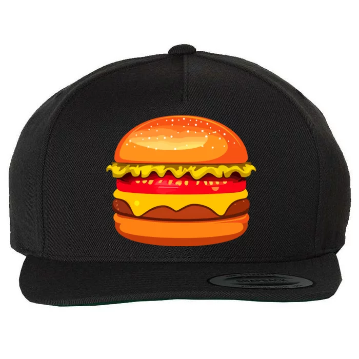 Funny Hamburger Art Cheeseburger Lover For Wool Snapback Cap