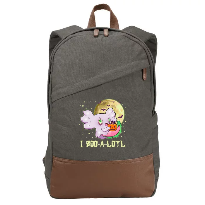 Funny Halloween Axolotl Ghost I Boo A Lotl Cotton Canvas Backpack