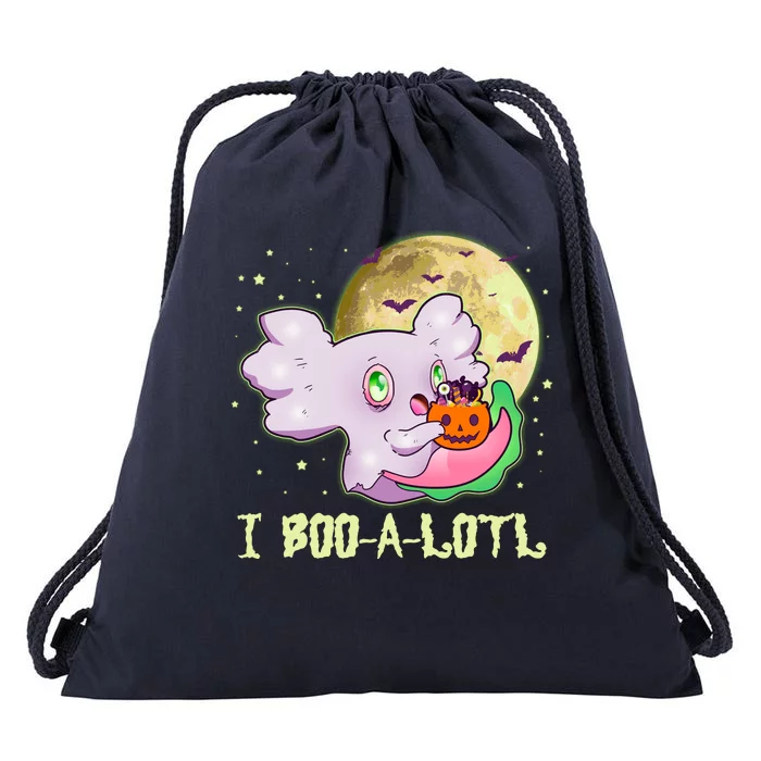 Funny Halloween Axolotl Ghost I Boo A Lotl Drawstring Bag