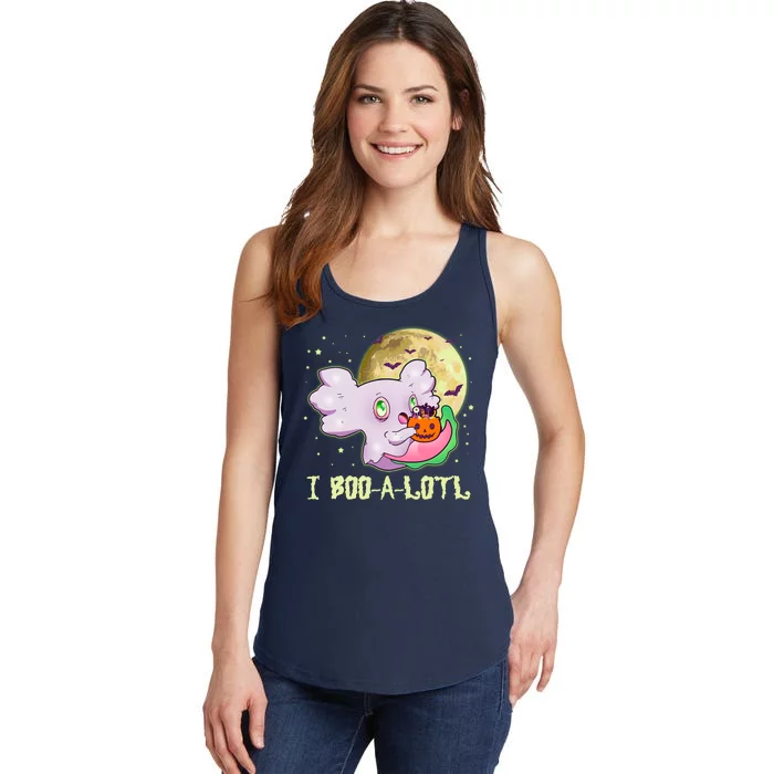 Funny Halloween Axolotl Ghost I Boo A Lotl Ladies Essential Tank