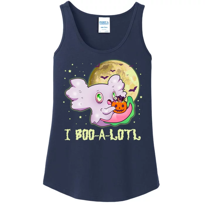 Funny Halloween Axolotl Ghost I Boo A Lotl Ladies Essential Tank