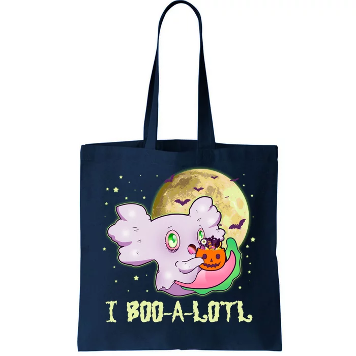 Funny Halloween Axolotl Ghost I Boo A Lotl Tote Bag