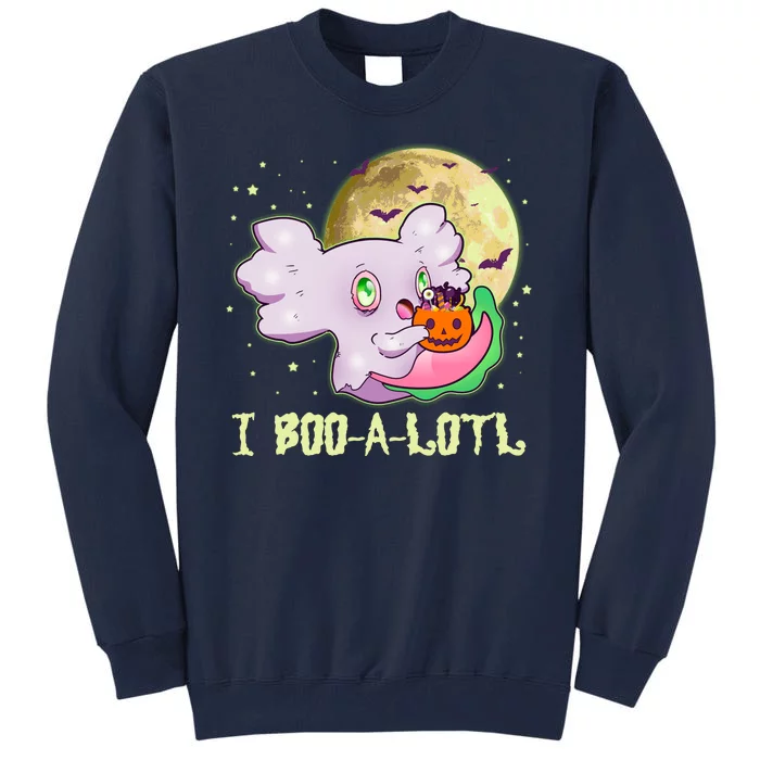 Funny Halloween Axolotl Ghost I Boo A Lotl Tall Sweatshirt