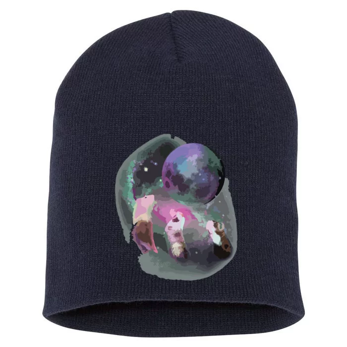 Ferrets Howling At The Moon Funny Ferret Short Acrylic Beanie