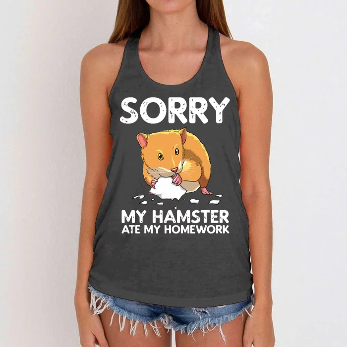 Funny Hamster Art For Boy Girl Animal Hamster Lover Women's Knotted Racerback Tank