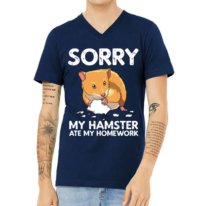 Funny Hamster Art For Boy Girl Animal Hamster Lover V-Neck T-Shirt