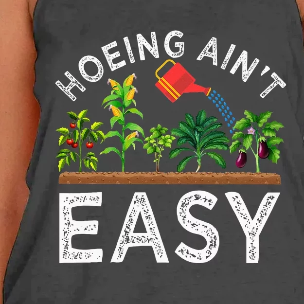 Farmer Hoeing Aint Easy Vegetable Plants Gardening Gardener Women's Knotted Racerback Tank