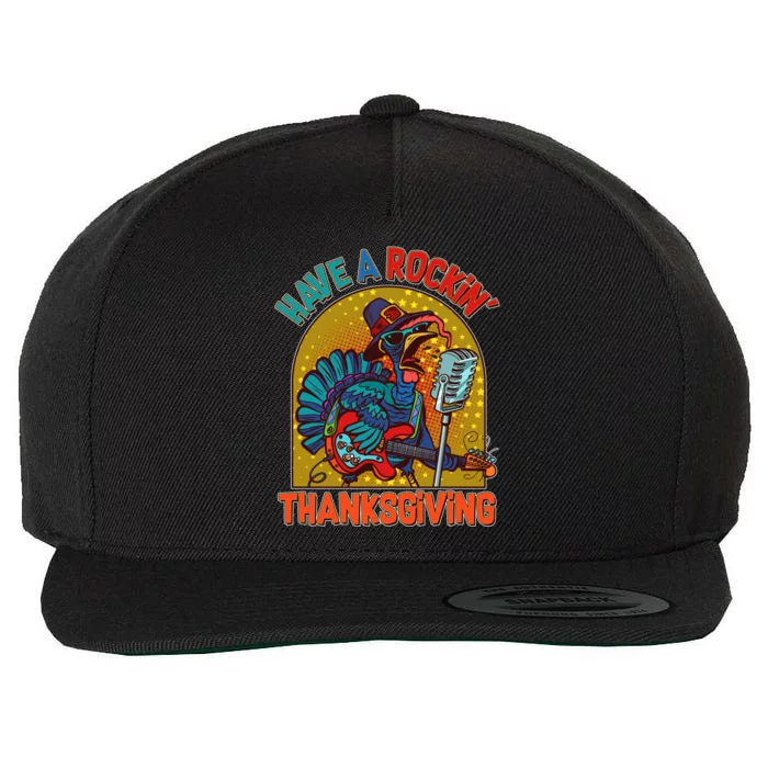 Funny Have A Rockin' Thanksgiving Rocker Turkey Wool Snapback Cap