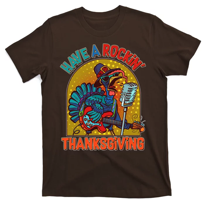 Funny Have A Rockin' Thanksgiving Rocker Turkey T-Shirt