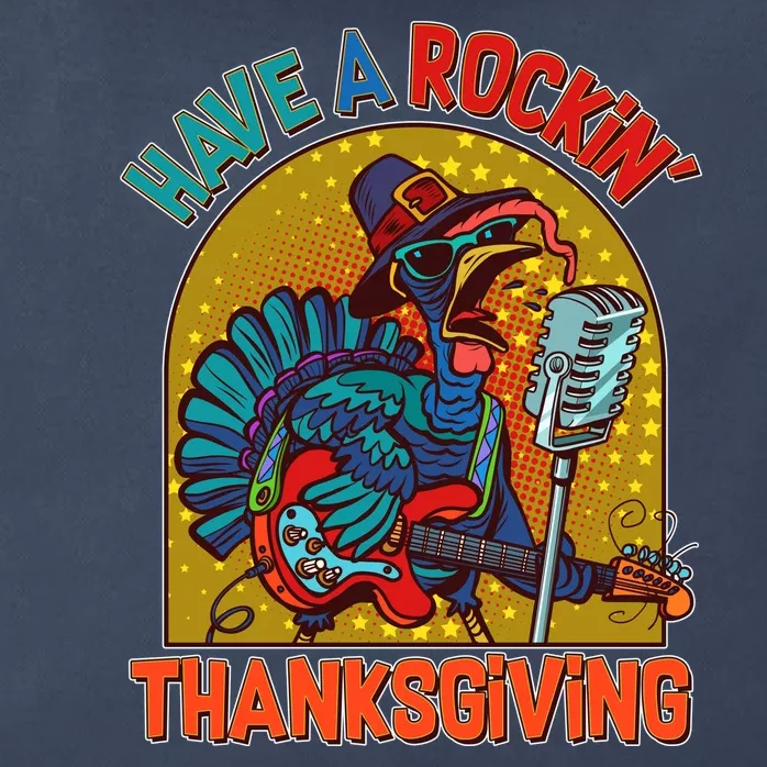 Funny Have A Rockin' Thanksgiving Rocker Turkey Zip Tote Bag