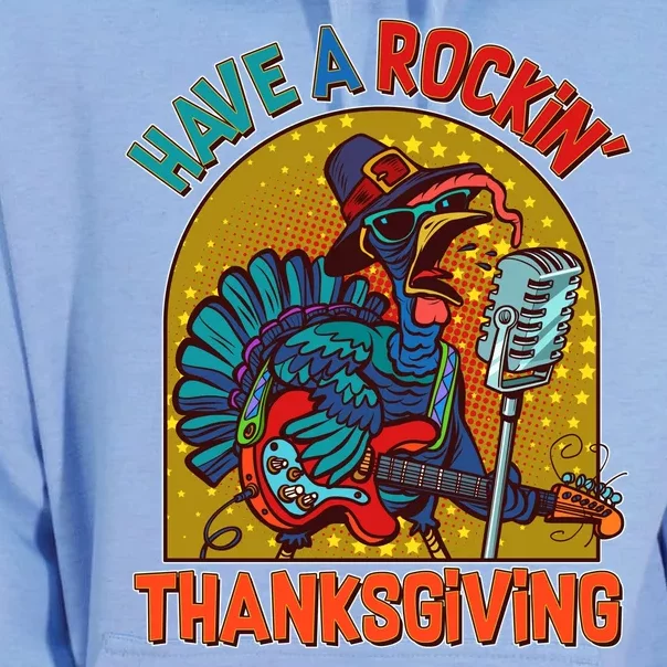 Funny Have A Rockin' Thanksgiving Rocker Turkey Unisex Surf Hoodie